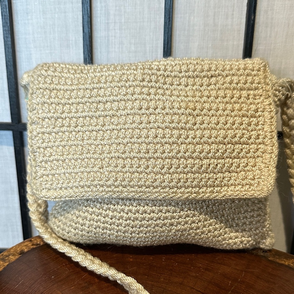 The Sak Small Cream Crochet Crossbody Bag EUC